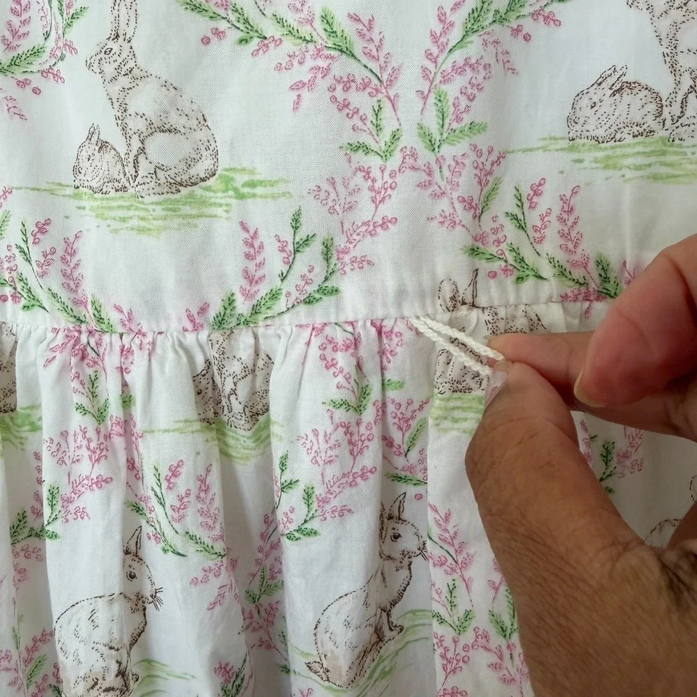 PLACE Girls Bunny Animal Print Fit & Flare Dress White‎ Pink Green Size 10/12